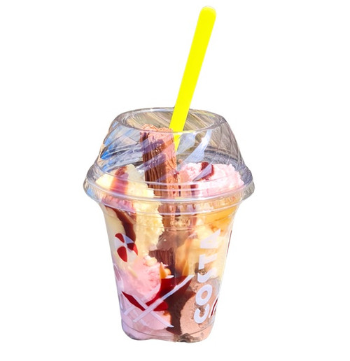 Pack x 20 Costa 12oz Sumer time Smoothie or Desert Cup, Lid, Desert spoon and Jumbo Straw 