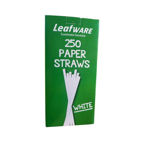 White paper straws 6mm x 200mm- Box of 250