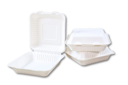 Bagasse 9" Clamshell Food Containers - Case x 200