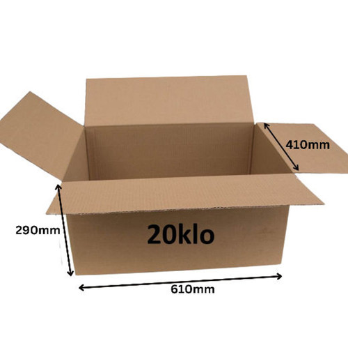 ( min 100  boxes ) 20klo Heavy Duty Twin Wall Cardboard box ( 610 x 410 x 290mm ) 