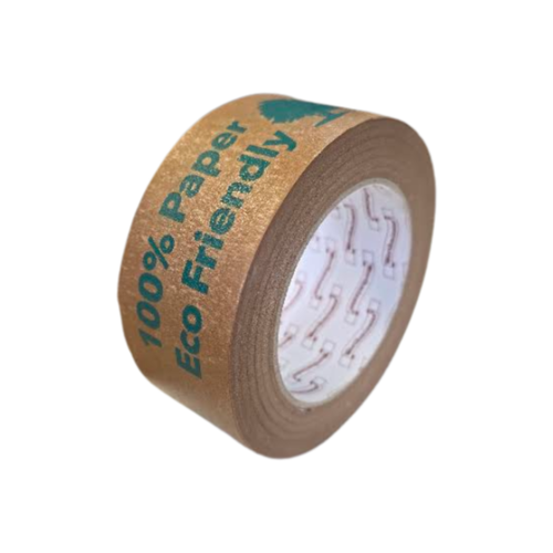 Roll x 50mm x 50mt  Self-adhesive Solvent based paper kraft tape, Printed "Eco 100% rec"- each