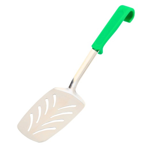 Genware Plastic Handle Slotted Turner Green