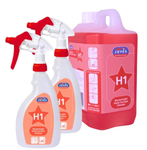 Jeyes H1 Bactericidal Concentrate Hard Surface Cleaner 2 Litre + 2 Trigger Sprays