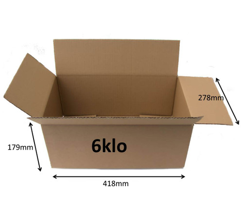 250 x 6klo Cardboard box  418 x 278 x 179mm 