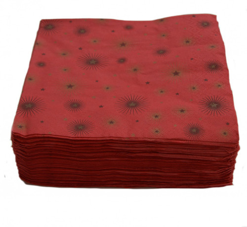 Christmas Napkins Swantex 33 x 33cm 2ply RED STARBURST - Pack of 100