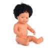 Miniland Doll 38cm - Caucasian Curly Black Hair Boy Baby Doll (Undressed)