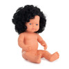 Miniland Doll 38cm - Caucasian Curly Black Hair Girl Baby Doll