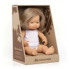 Miniland Doll 38cm - Caucasian Dark Blonde Girl Baby Doll  (Dressed)