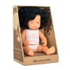 Miniland Doll 38cm - Caucasian Curly Black Hair Girl Baby Doll (Dressed)