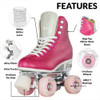 Crazy Skates - Glam Size Adjustable Roller Skates - Pink