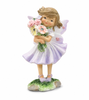 Flower fairy figurine holding bouquet in pastel colours with glitter wings