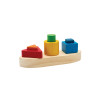 PlanToys Montessori-inspired wooden sorting boat with colourful shape blocks