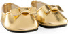 Gold ballet flats accessory for 36cm Mon Grand Corolle baby dolls with bow detail