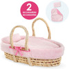 Corolle - Pink Plush Moses Basket for Corolle 36cm and 42cm Baby Dolls