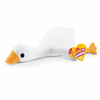 White ZURU Hug A Lumps goose plush toy with orange beak, orange feet, and yellow heart tag