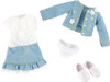 Kruselings Sweet Mint Denim Suit doll outfit with denim jacket, skirt, lace top and white shoes