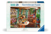 Ravensburger View from My Window Canal Boat 1000 piece puzzle featuring cosy canal boat interior and countryside scenery