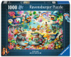Ravensburger Ocean Lounge 1000 piece puzzle featuring colourful underwater party scene with sharks and sea creatures
