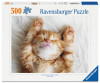 Ravensburger Little Dreamer 500 piece puzzle featuring adorable sleeping ginger kitten on a soft white blanket