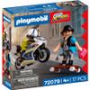 PLAYMOBIL City Action Motorcycle Chase 72079 featuring police officer on motorcycle chasing a thief on a skateboard