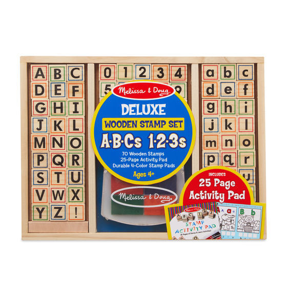 Melissa Doug Deluxe Wooden ABC-123 Stamp Set
