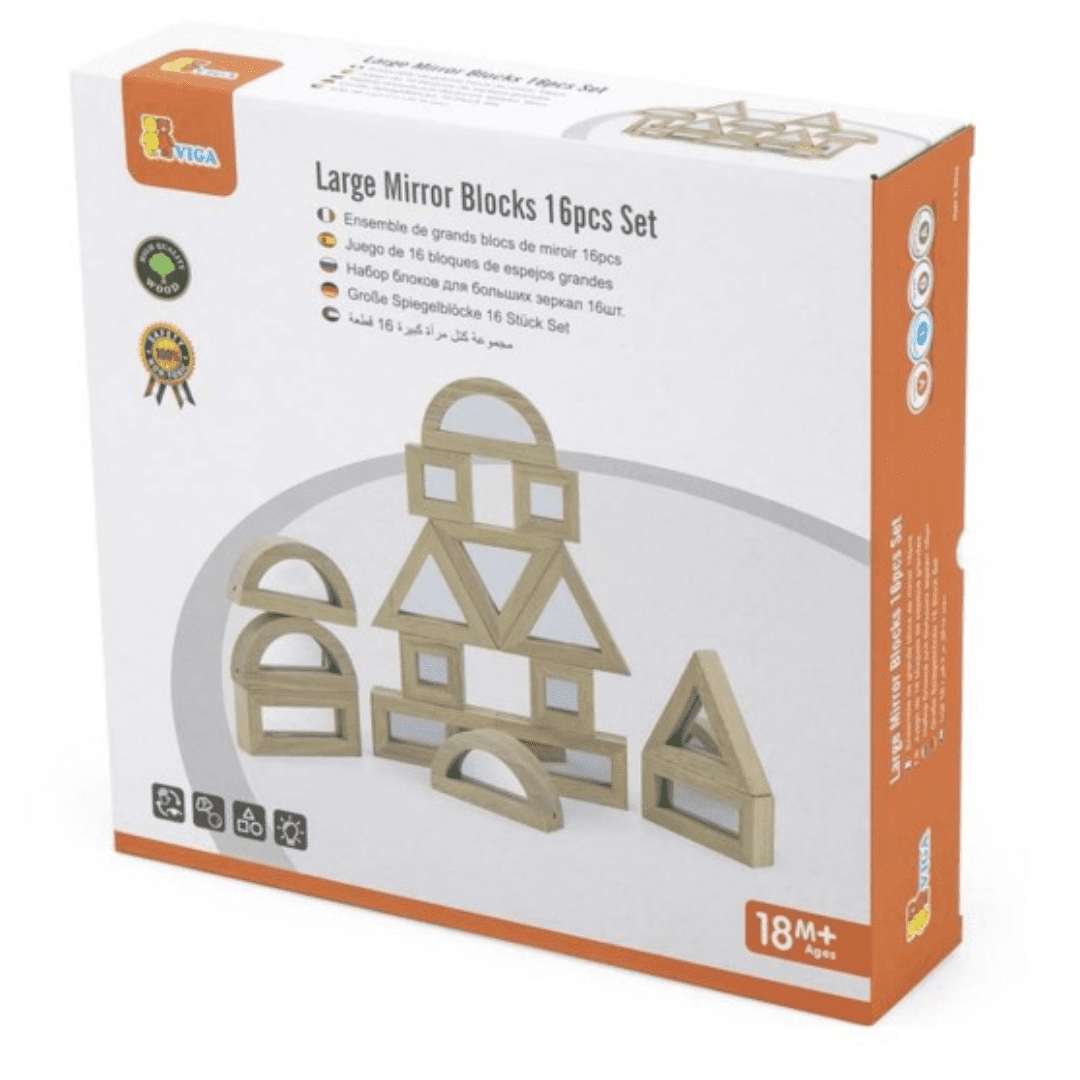 Viga Toys - Large Mirror Blocks 16pce set | Discount Toy Co