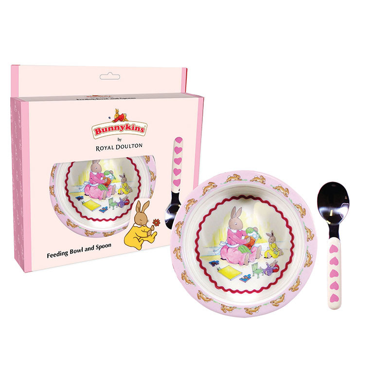 Bunnykins Sweethearts Feeding Bowl Spoon Pink