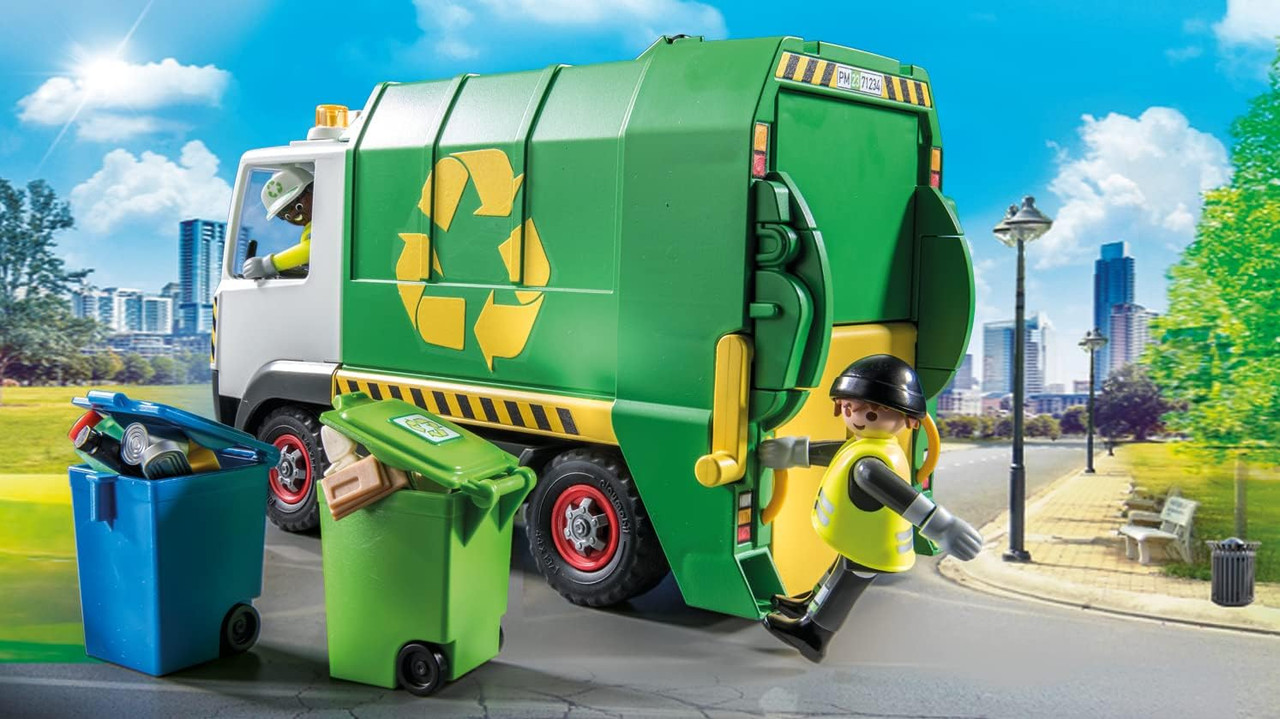 PLAYMOBIL Recycling Truck - Spielzeug Müllauto Mit Realistischen Funktionen