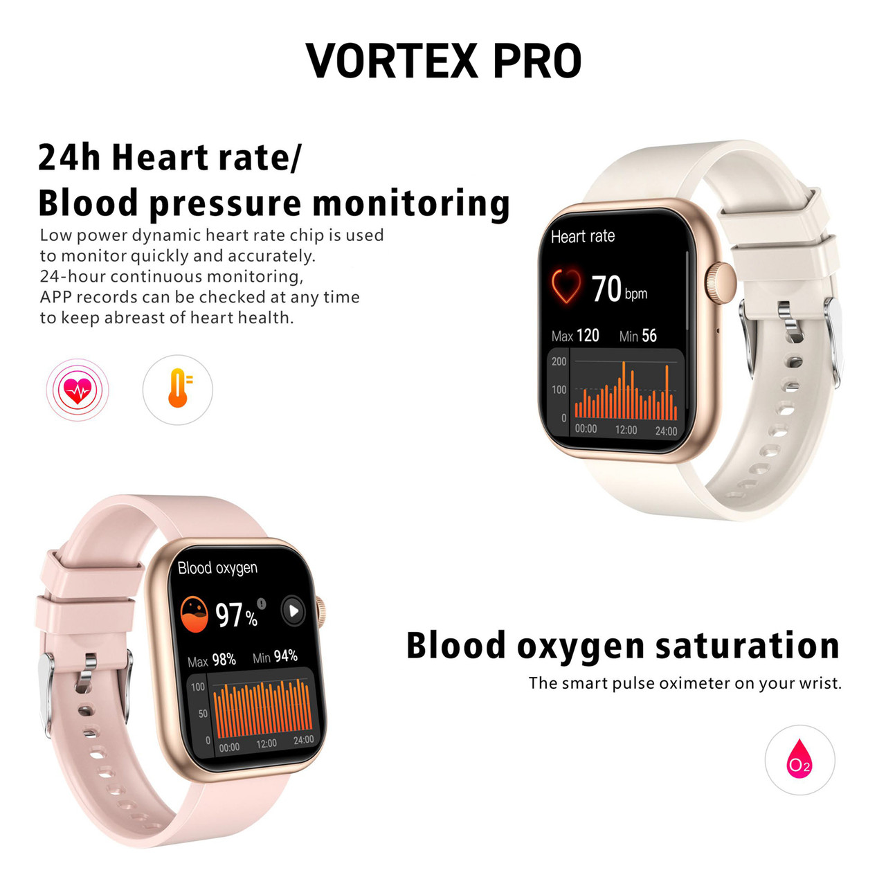 Cactus Vortex Pro - Smart Watch for Teens - Pink and Gold | Petit Enfant
