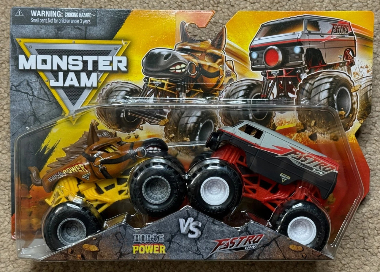 Monster Jam 1:64 Diecast Monster Trucks 2pk S32- Horse Power Vs Fastro Van