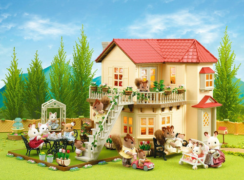 sylvanian families beechwood hall and cosy cottage gift set