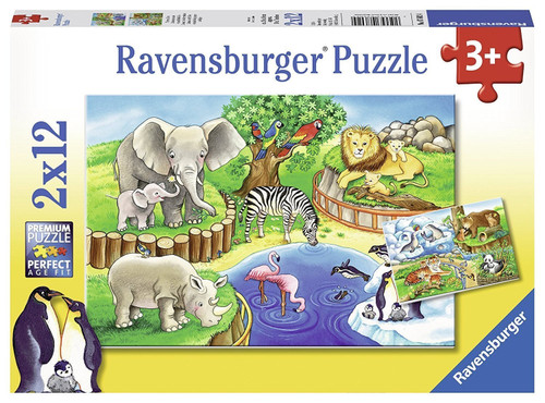 Ravensburger 2x12pc - Animals In The Zoo Puzzle