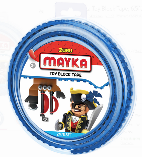 Zuru MAYKA Toy Block Tape - 2 Stud Roll 2m Dark Blue