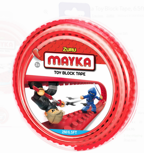 Zuru MAYKA Toy Block Tape - 2 Stud Roll 2m Red