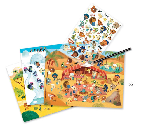 Djeco - Rub-On Transfers - Savannah, Desert and North Pole
