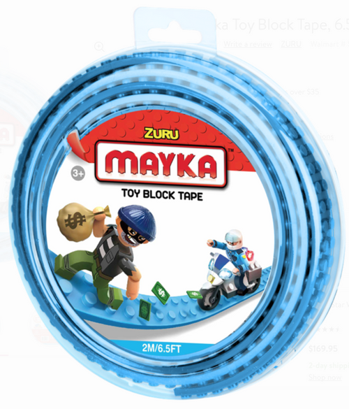 Zuru MAYKA Toy Block Tape - 2 Stud Roll 2m Aqua