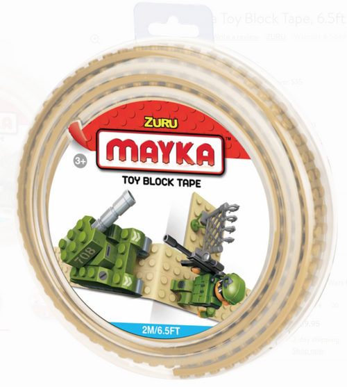 Zuru MAYKA Toy Block Tape - 2 Stud Roll 2m Beige
