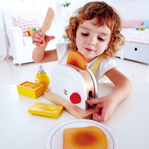 Hape Pop Up Toaster Set 7pc - White Hape Pop Up Toaster Set 7pc - White