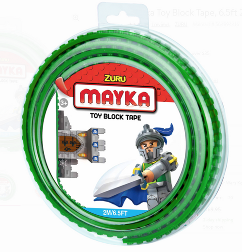 Zuru MAYKA Toy Block Tape - 2 Stud Roll 2m Dark Green