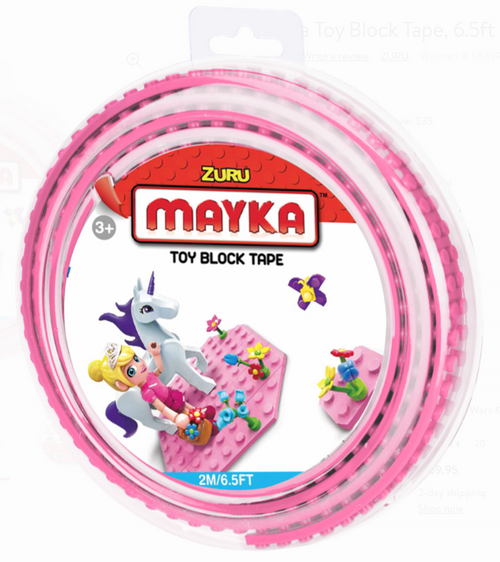Zuru MAYKA Toy Block Tape - 2 Stud Roll 2m Pink