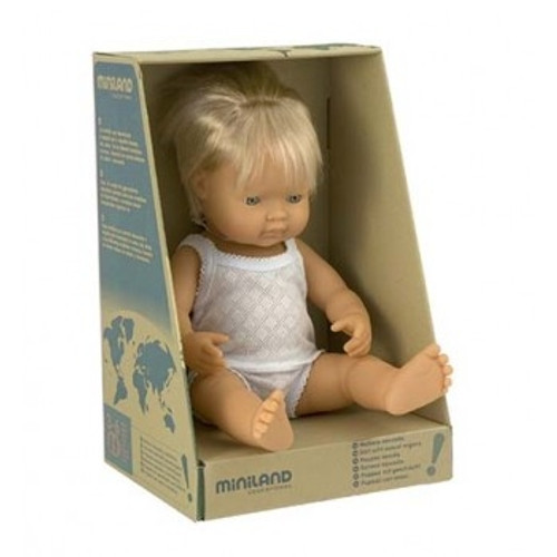 Miniland Doll  38cm - Caucasian Boy Baby Doll