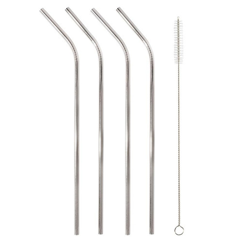 IS GIFT - Reusable Metal Drinking Straws - Silver (Set of 4)