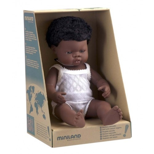 Miniland Doll  38cm - African Boy Baby Doll