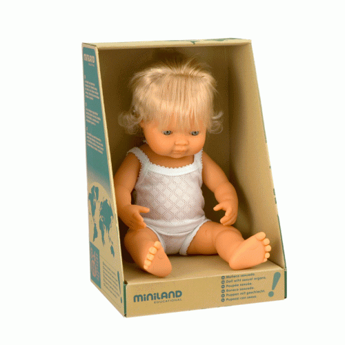 Miniland Doll 38cm - Caucasian Girl, Blonde
