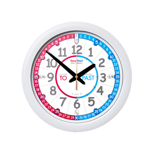 EasyRead Time Teacher: Past & To Wall Clock - Red & Blue