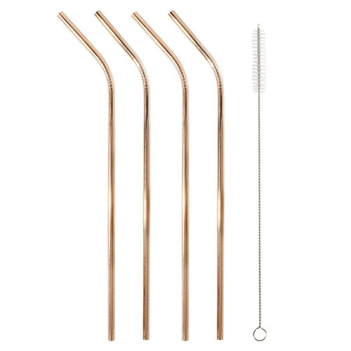 IS GIFT - Reusable Metal Drinking Straws - Gold (Set of 4)