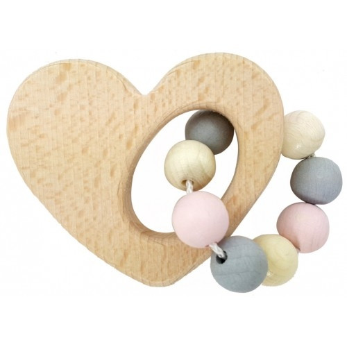 Hess-Spielzeug - Rattle Heart Natural Pink