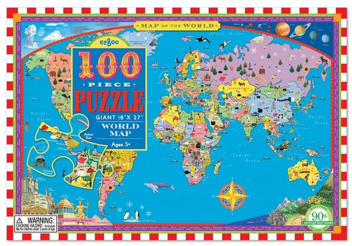 eeBoo 100pc - World Map Puzzle