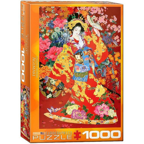 Agemaki 1000 piece puzzle featuring Japanese kimono artwork with floral patterns by Eurographics