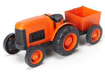 green toys tractor vehicle orange